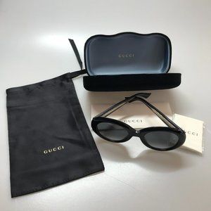 Brand New Authentic Gucci Iconic Round *Polarized* Sunglasses Black w/Gold Logos